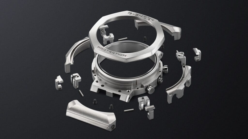 Detail bezel Cobarion dan permukaan polished 27 komponen MRGB2100D-2A (Photo: Gizmochina, Casio)