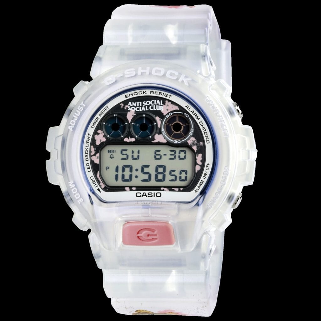 G-Shock DW6900ASSC25-7 dengan casing resin transparan dan motif floral (Photo: Casio; Anti Social Social Club)