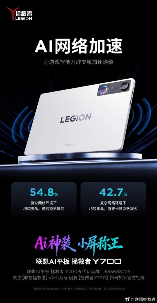 Tampak depan Lenovo Legion Y700 2026 dengan layar 8.8 inci 3K+ 165Hz (Photo: Gizmochina, Lenovo)