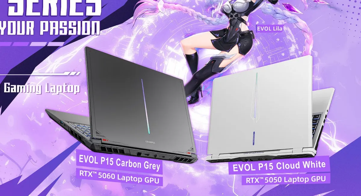 EVOL P15: Laptop 15,6 inci dengan RTX 5060 dan opsi RTX 5050 (Photo: COLORFUL, NVIDIA)